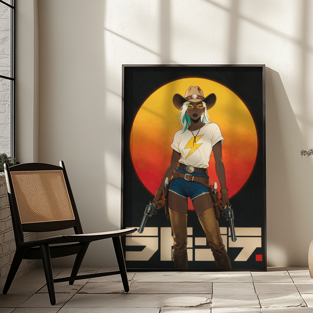 Affiche Cyber Cowgirl #01 | Art Western Futuriste & Cyberpunk