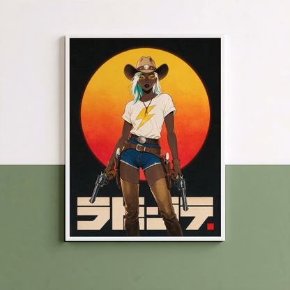 Affiche Cyber Cowgirl #01 | Art Western Futuriste & Cyberpunk
