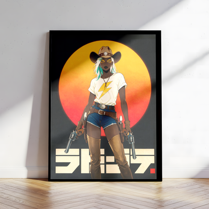 Affiche Cyber Cowgirl #01 | Art Western Futuriste & Cyberpunk