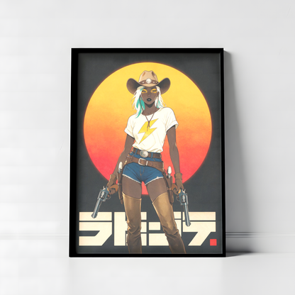 Affiche Cyber Cowgirl #01 | Art Western Futuriste & Cyberpunk