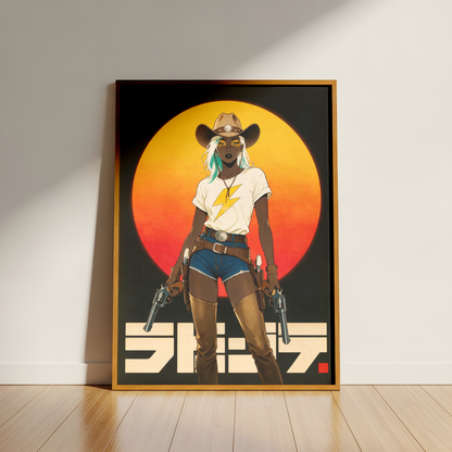 Affiche Cyber Cowgirl #01 | Art Western Futuriste & Cyberpunk