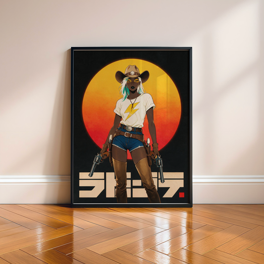 Affiche Cyber Cowgirl #01 | Art Western Futuriste & Cyberpunk