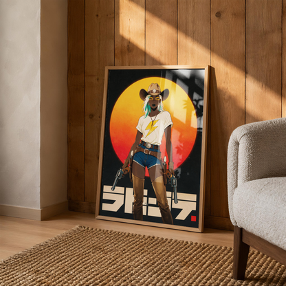 Affiche Cyber Cowgirl #01 | Art Western Futuriste & Cyberpunk
