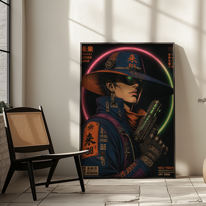 Affiche Cyber Cowboy #01 | Neo Tokyo & Western Futuriste