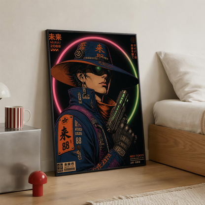 Affiche Cyber Cowboy #01 | Neo Tokyo & Western Futuriste