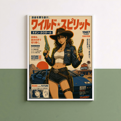 Affiche Cyber Cowgirl #06 | JDM & Western Futuriste