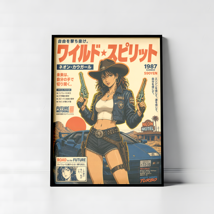 Affiche Cyber Cowgirl #06 | JDM & Western Futuriste