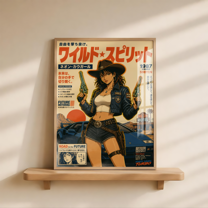 Affiche Cyber Cowgirl #06 | JDM & Western Futuriste