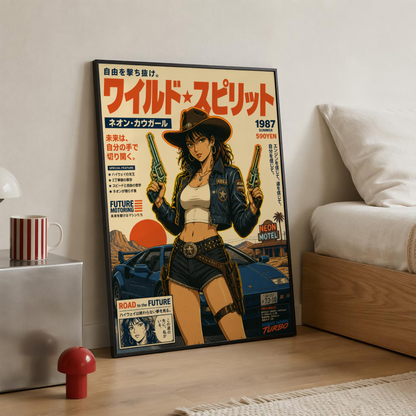 Affiche Cyber Cowgirl #06 | JDM & Western Futuriste