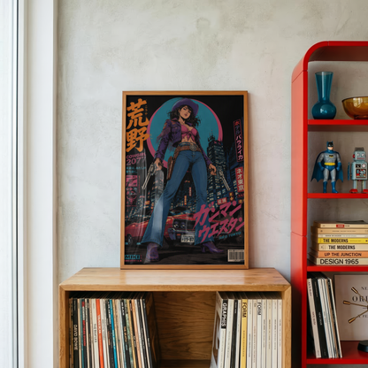 Affiche Cyber Cowgirl #03 | Neo Tokyo & Western Futuriste