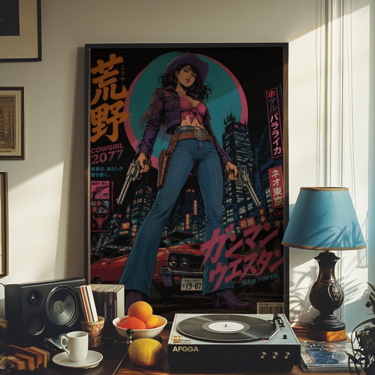 Affiche Cyber Cowgirl #03 | Neo Tokyo & Western Futuriste
