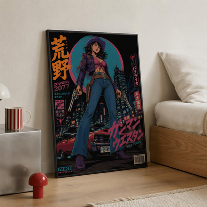 Affiche Cyber Cowgirl #03 | Neo Tokyo & Western Futuriste