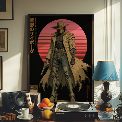 Affiche Cyborg Cowboy | Western Futuriste & Cyberpunk