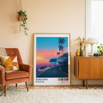 Affiche Hiroshi Nagai | Route Côtière & Sunset Tropical