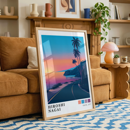 Affiche Hiroshi Nagai | Route Côtière & Sunset Tropical