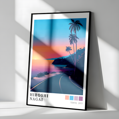 Affiche Hiroshi Nagai | Route Côtière & Sunset Tropical