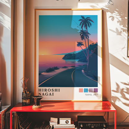 Affiche Hiroshi Nagai | Route Côtière & Sunset Tropical