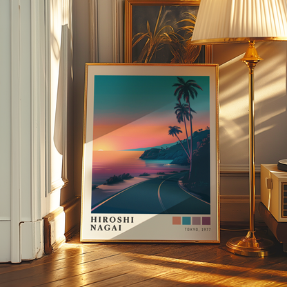 Affiche Hiroshi Nagai | Route Côtière & Sunset Tropical