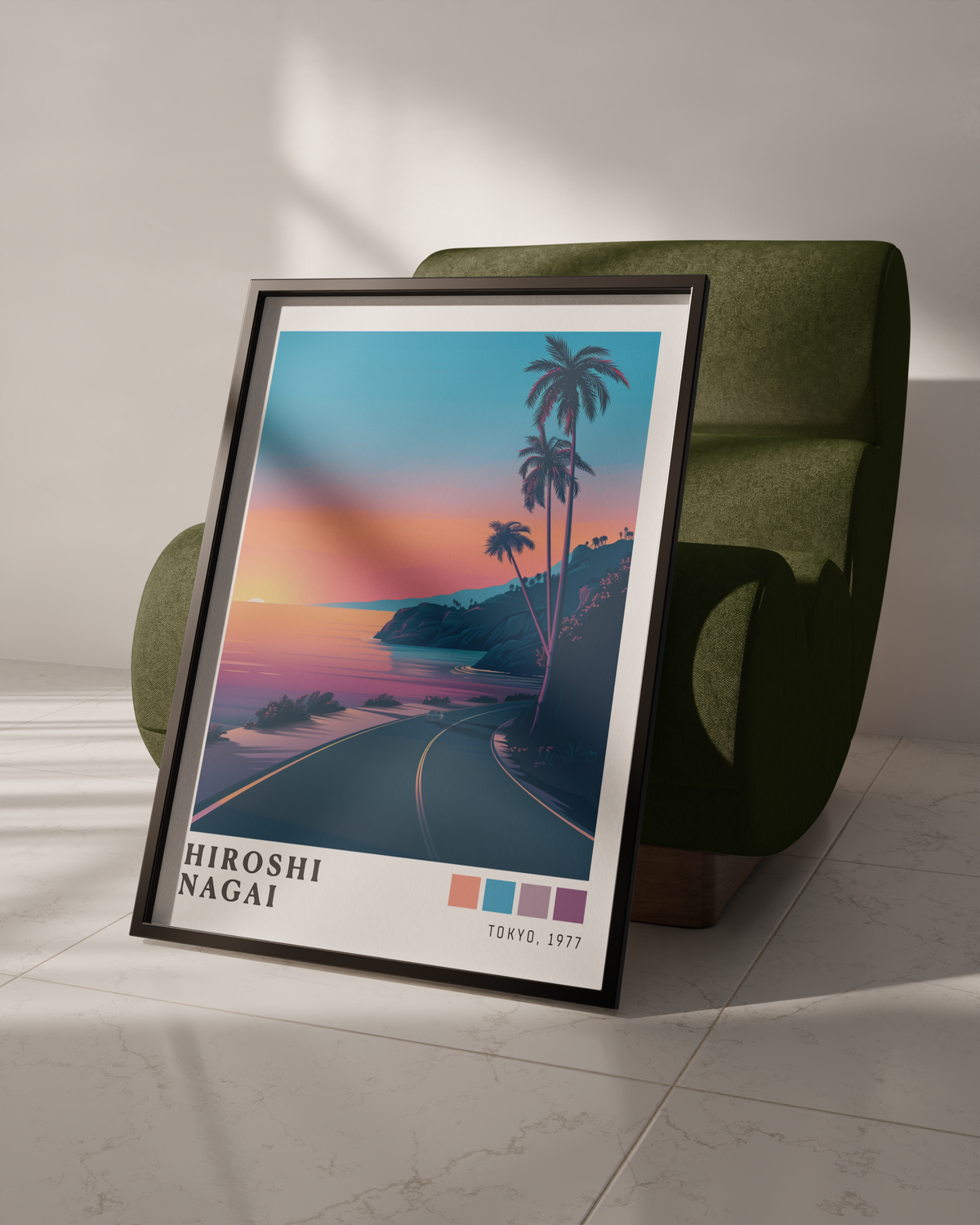 Affiche Hiroshi Nagai | Route Côtière & Sunset Tropical