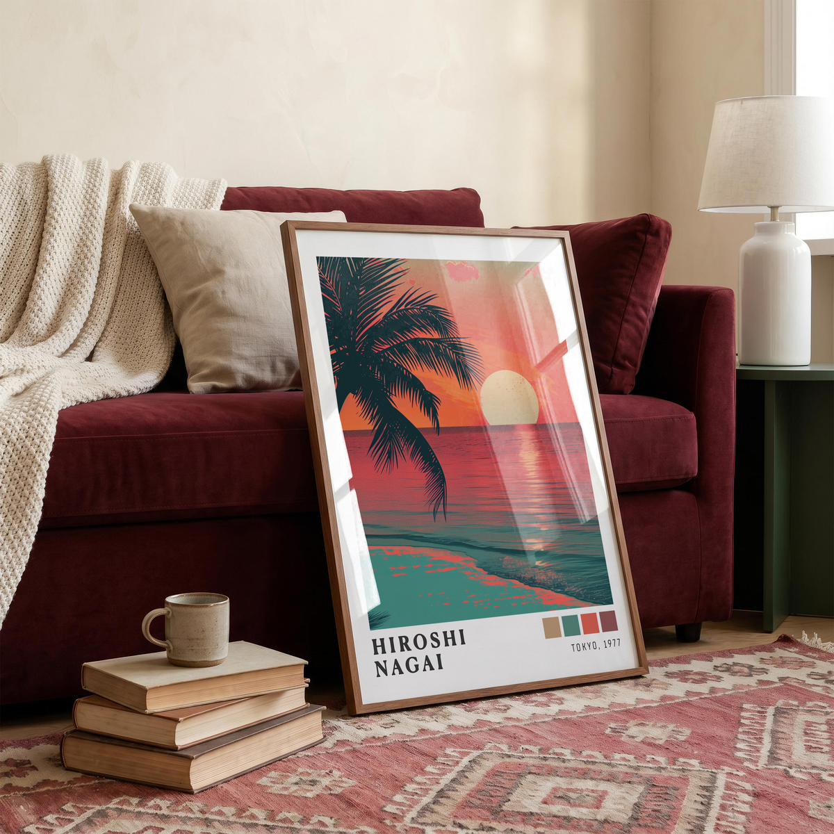 Affiche Hiroshi Nagai | Palmier Tropical, Lune & Sunset