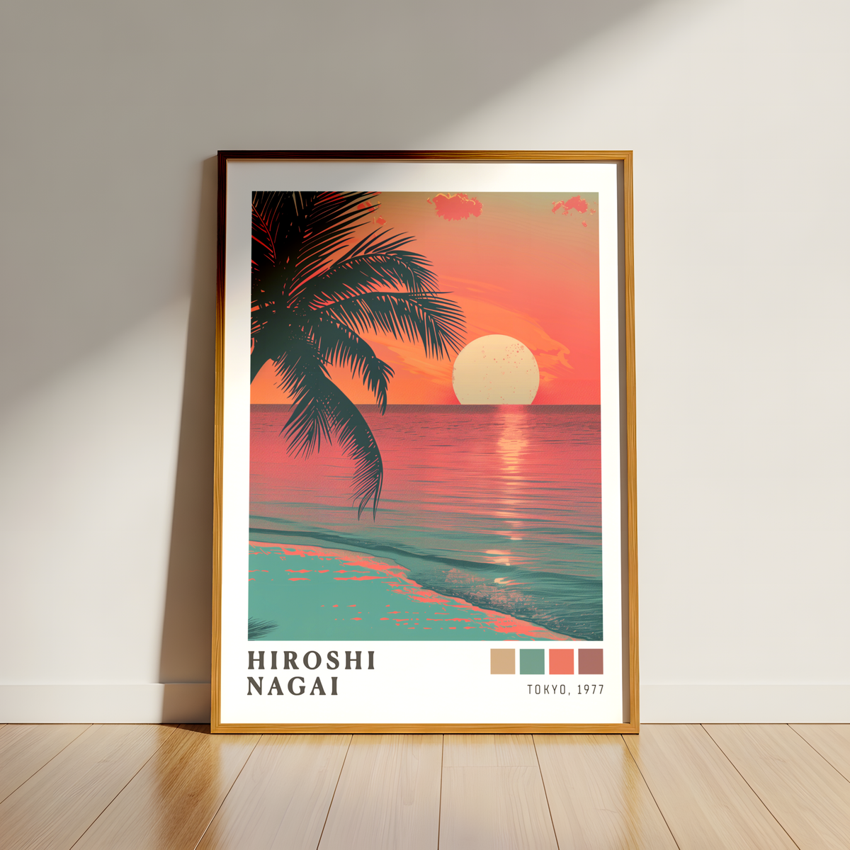 Affiche Hiroshi Nagai | Palmier Tropical, Lune & Sunset
