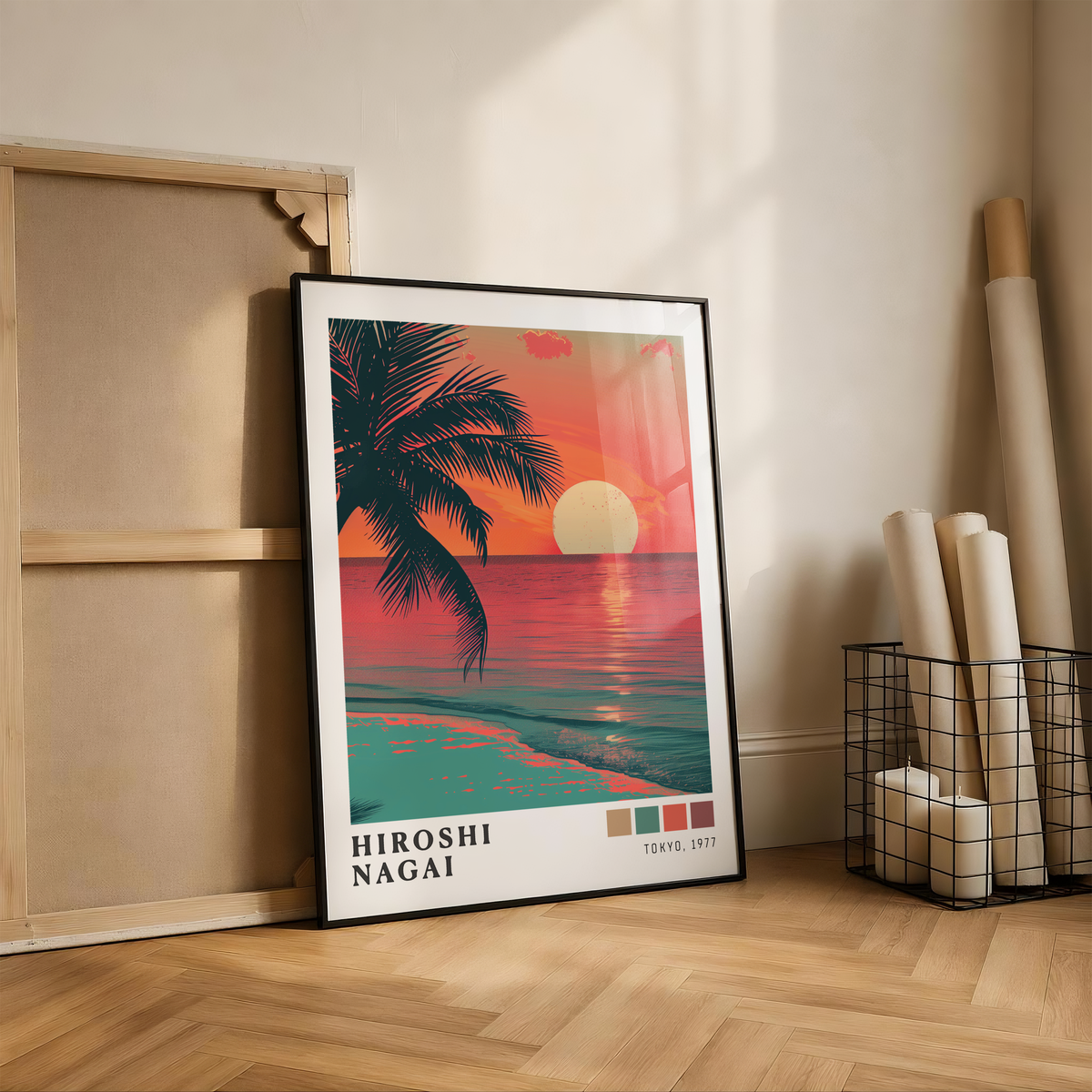 Affiche Hiroshi Nagai | Palmier Tropical, Lune & Sunset