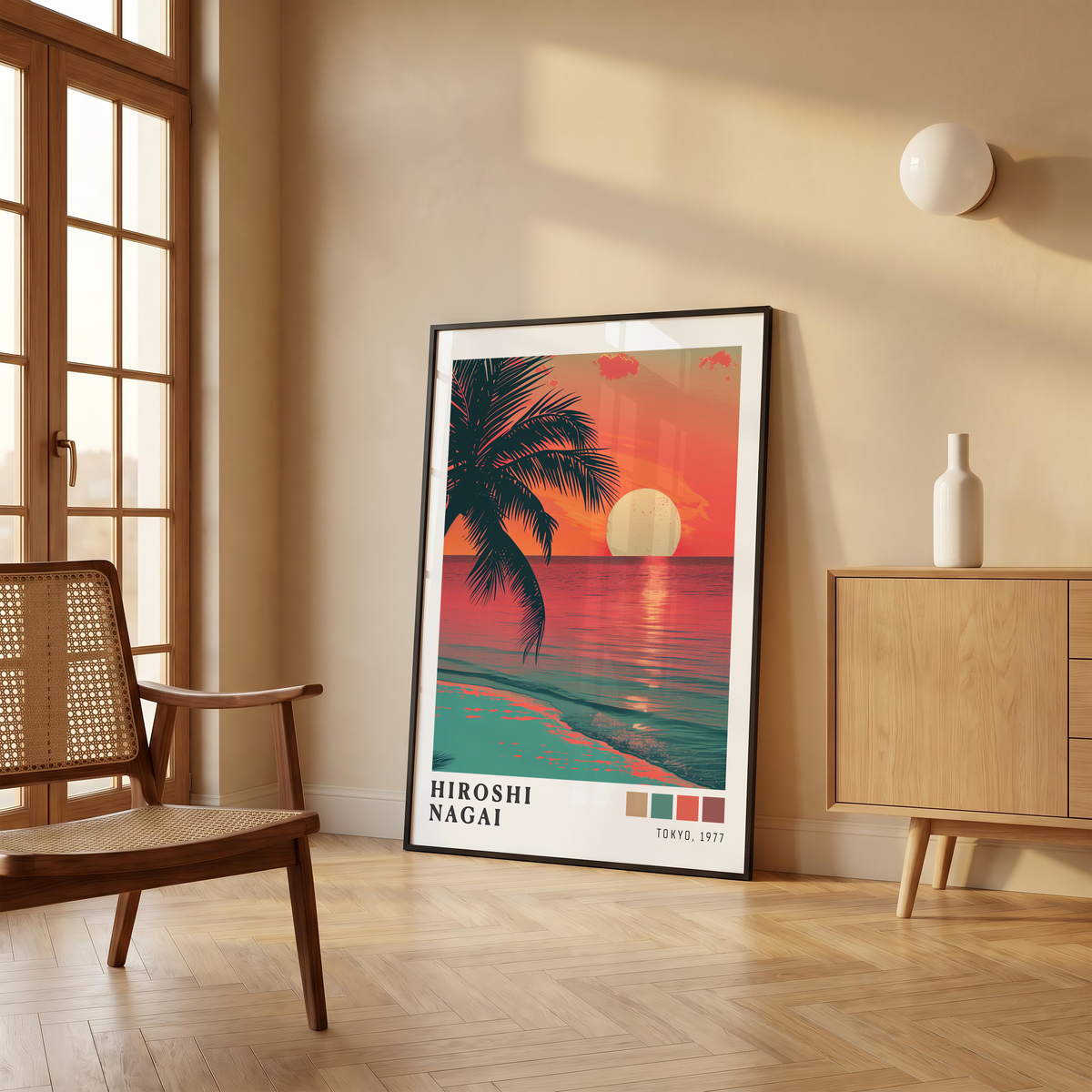 Affiche Hiroshi Nagai | Palmier Tropical, Lune & Sunset