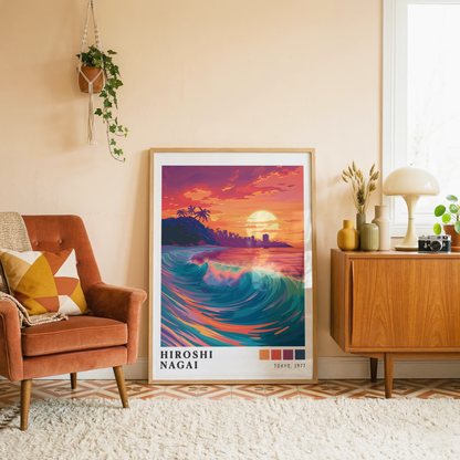 Affiche Hiroshi Nagai | Grande Vague Tropicale & Surf