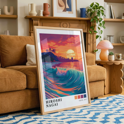 Affiche Hiroshi Nagai | Grande Vague Tropicale & Surf
