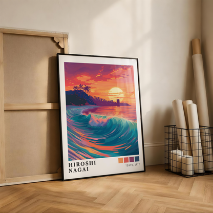 Affiche Hiroshi Nagai | Grande Vague Tropicale & Surf