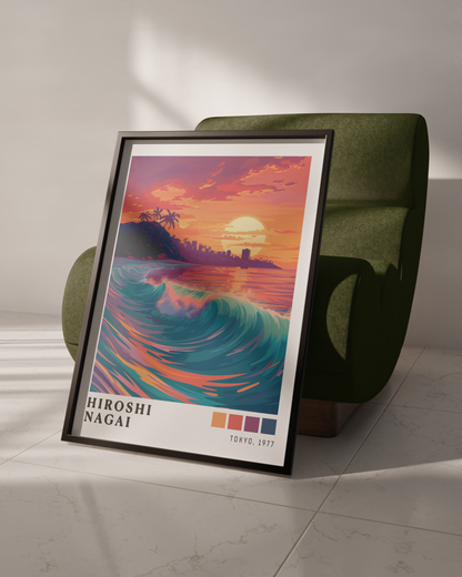 Affiche Hiroshi Nagai | Grande Vague Tropicale & Surf