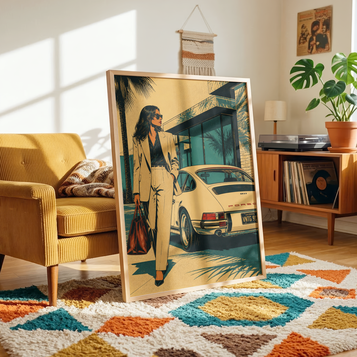 Affiche Femme & Voiture de Luxe | California Rétro
