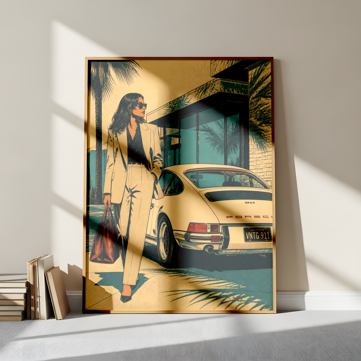 Affiche Femme & Voiture de Luxe | California Rétro
