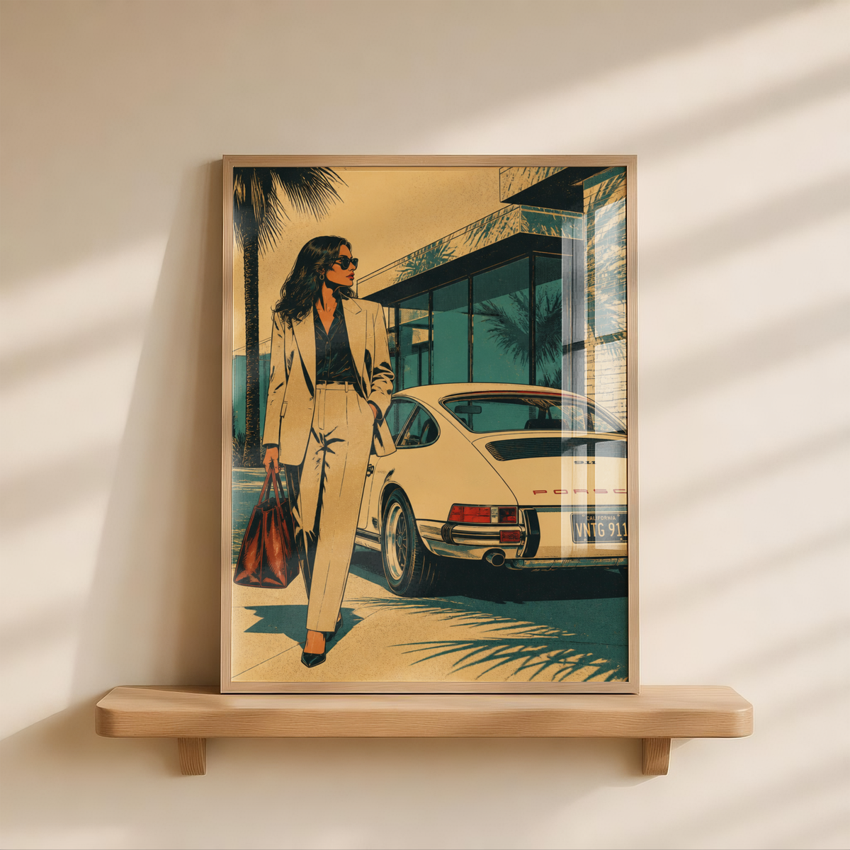Affiche Femme & Voiture de Luxe | California Rétro