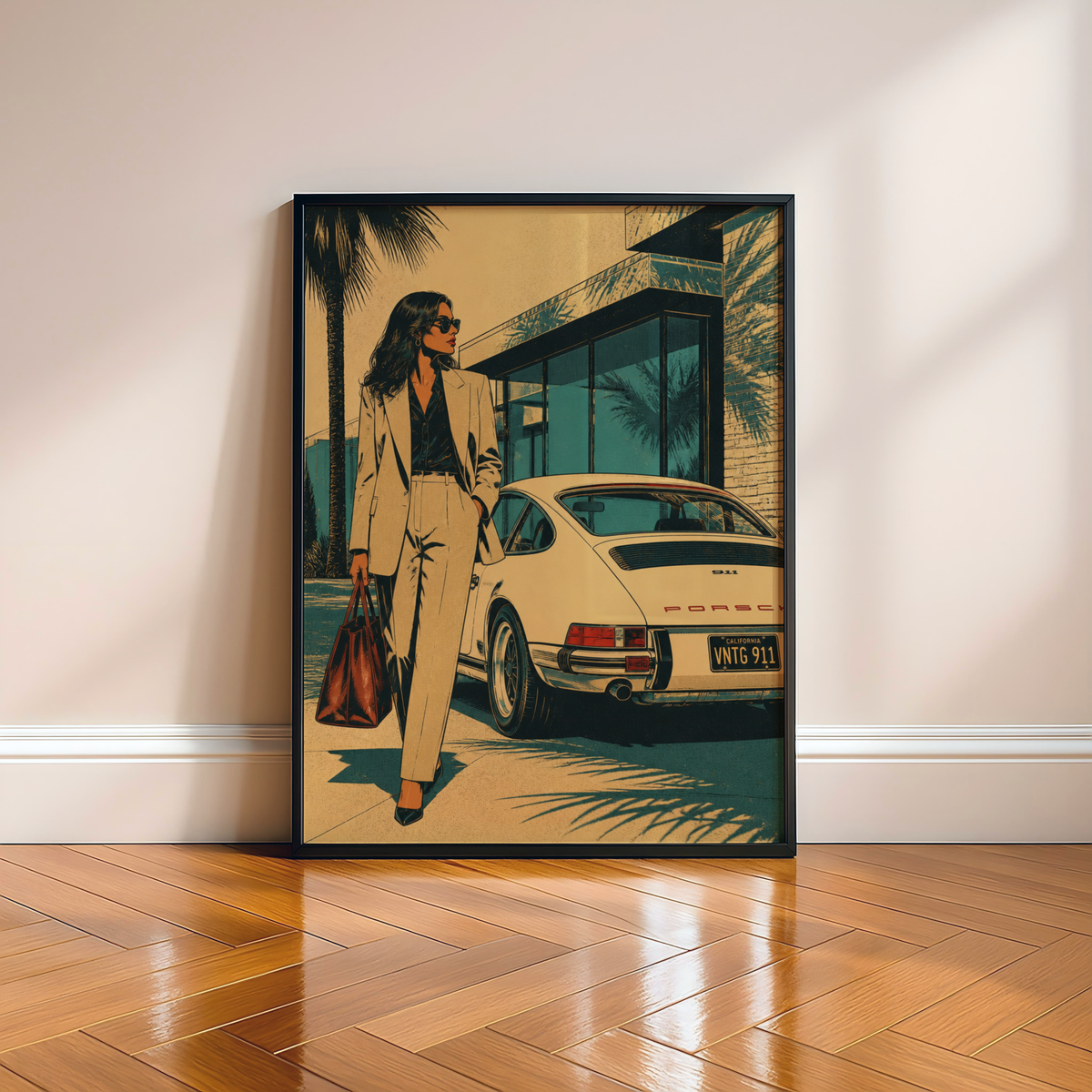 Affiche Femme & Voiture de Luxe | California Rétro