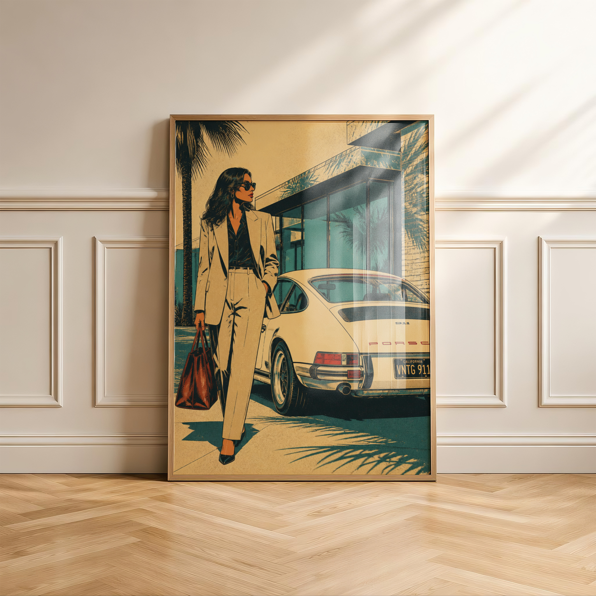 Affiche Femme & Voiture de Luxe | California Rétro