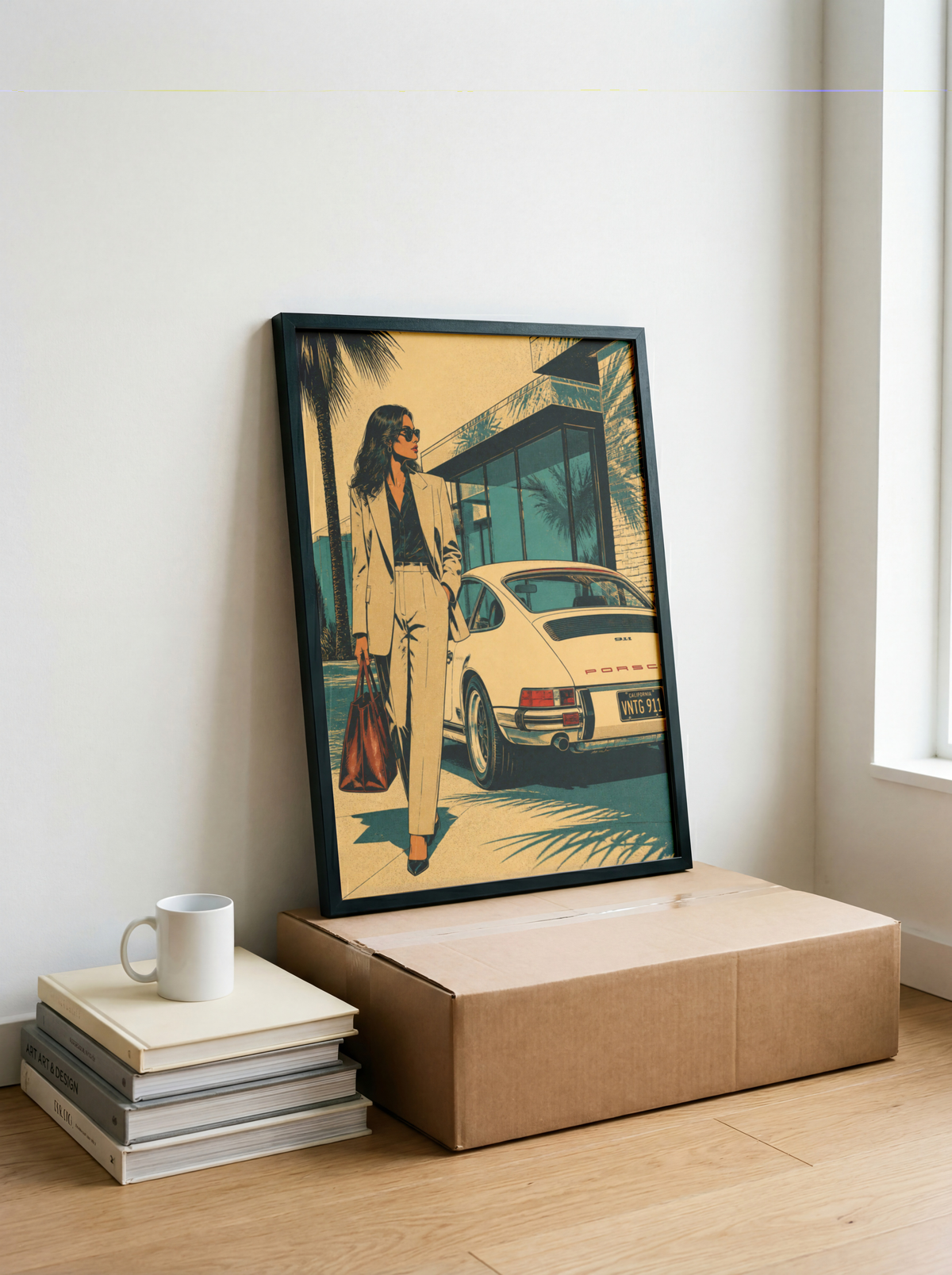 Affiche Femme & Voiture de Luxe | California Rétro