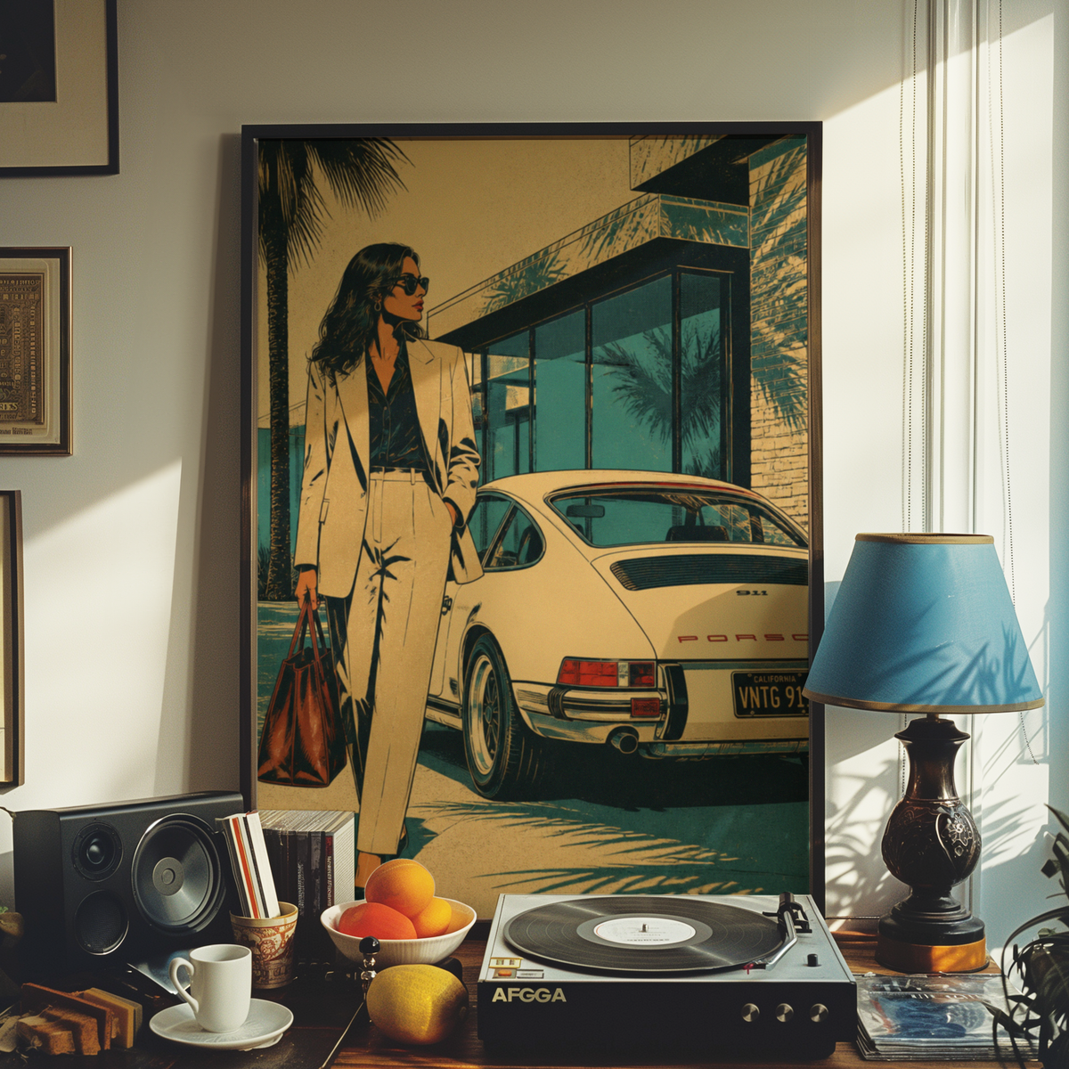 Affiche Femme & Voiture de Luxe | California Rétro