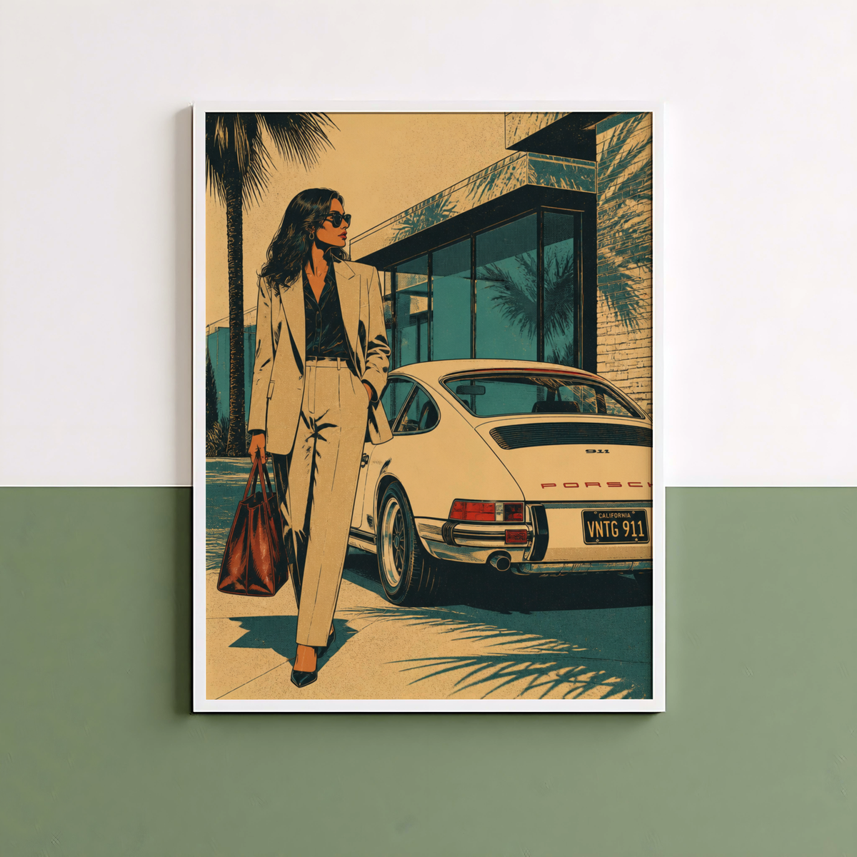 Affiche Femme & Voiture de Luxe | California Rétro