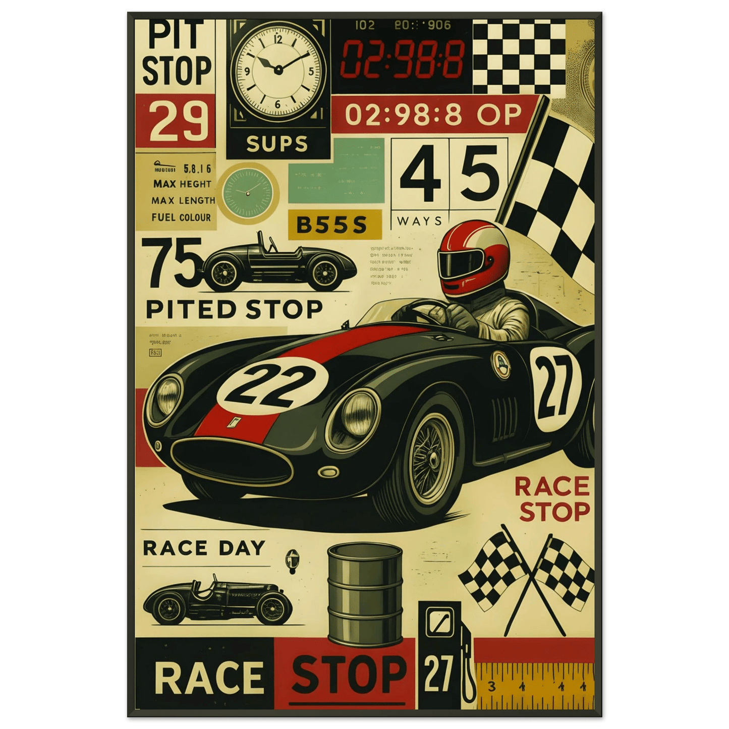 🏎️🏁Affiche Automobile Art' Design Encadrée - Aura Studio Déco