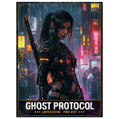 ☣️🧬 Série limitée Art Cyberpunk - Poster Cybergirl Ghost #257 - Aura Studio Déco