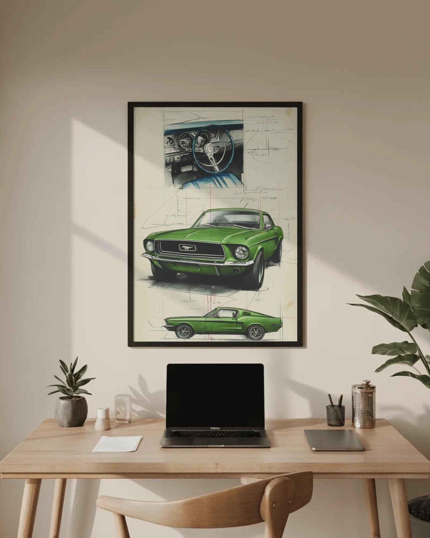 🏆🀣📺 Affiche Automobile Vintage Legend Line Art - Aura Studio Déco