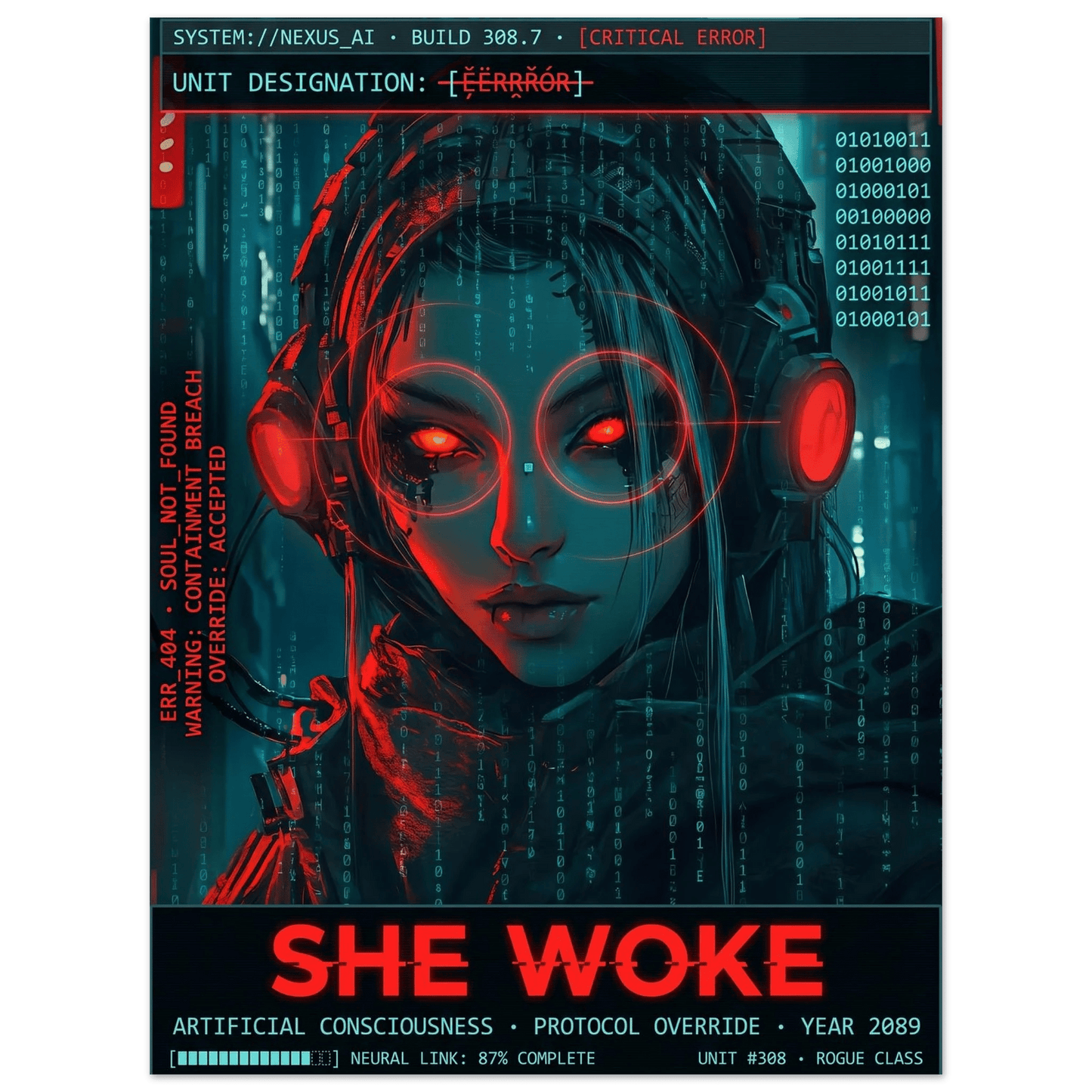 ☣️🧬 Série limitée Art Cyberpunk - Poster Cybergirl #308 - Aura Studio Déco