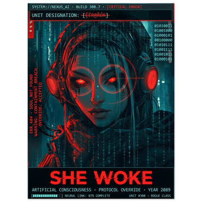 ☣️🧬 Série limitée Art Cyberpunk - Poster Cybergirl #308 - Aura Studio Déco