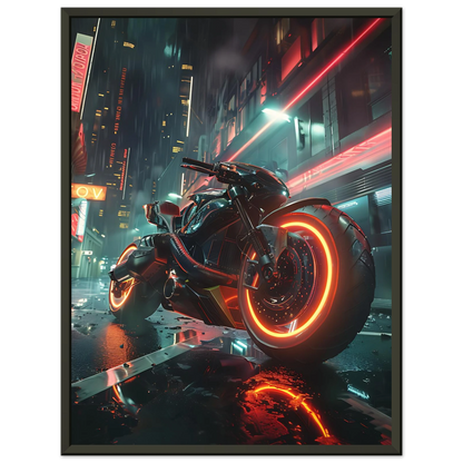 🏍️🏁🔧 Moto Cyberpunk Série futuriste #️⃣15  - (Affiche encadrée métal) - Aura Studio Déco