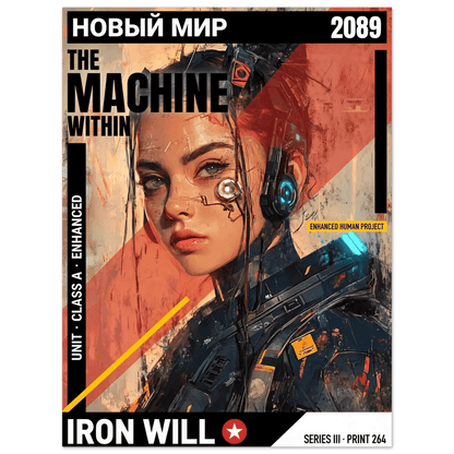 ☣️🧬 Série limitée Art Cyberpunk - Poster Cybergirl Iron Will - Aura Studio Déco