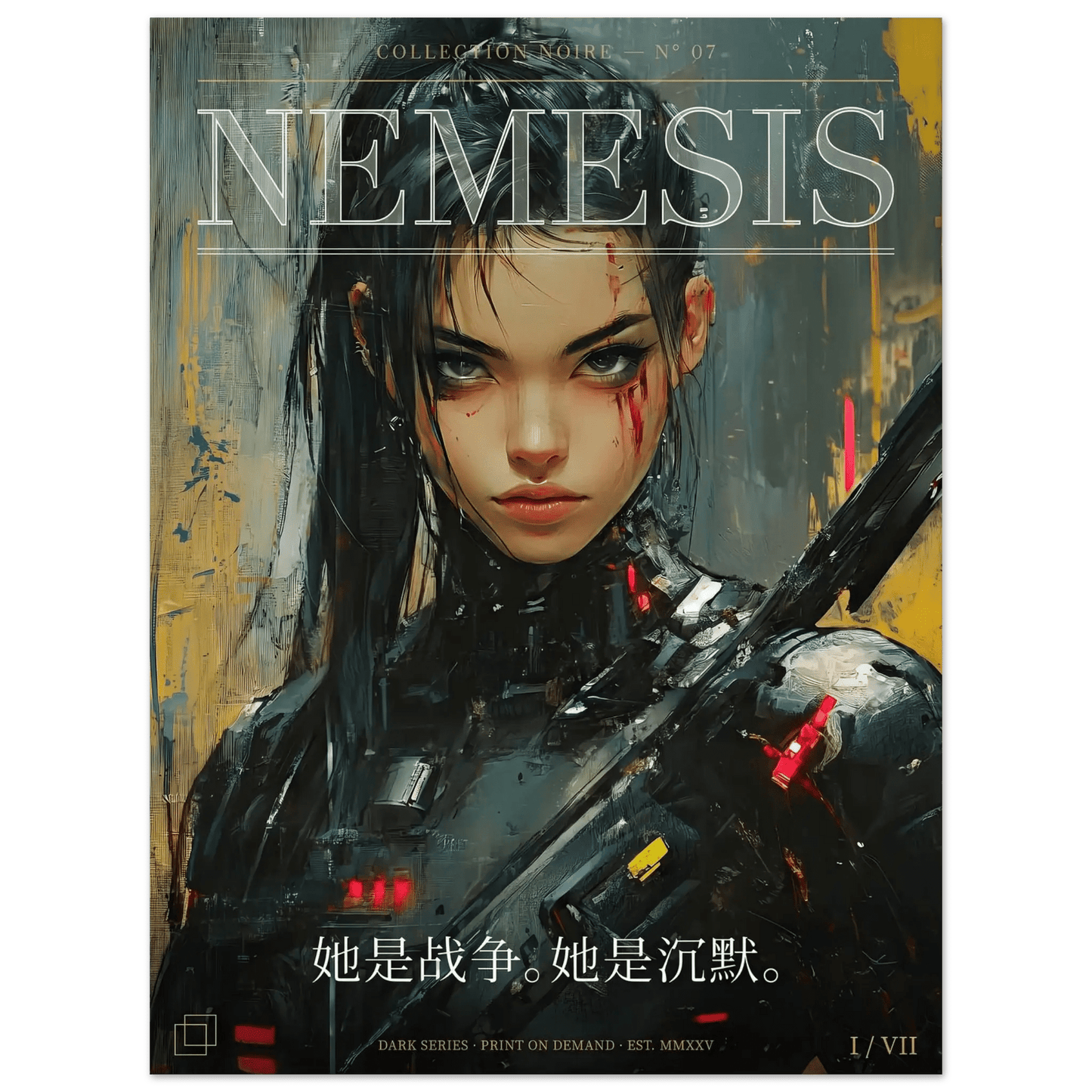 ☣️🧬 Série limitée Art Cyberpunk - Poster Cybergirl Nemesis - Aura Studio Déco
