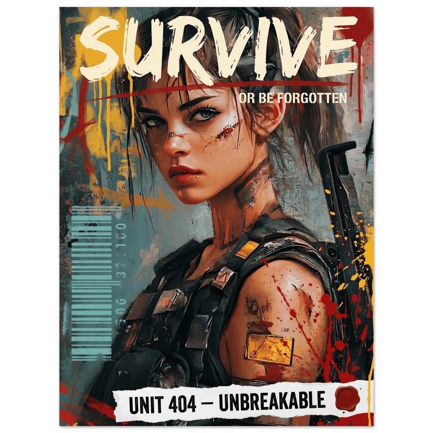 ☣️🧬 Série limitée Art Cyberpunk - Poster Cybergirl Unit 404 - Aura Studio Déco