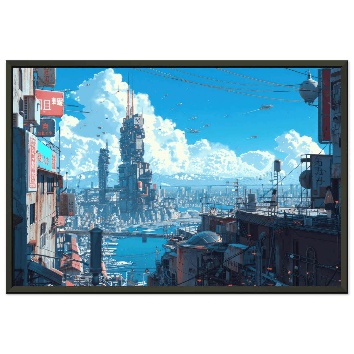 🐉🇯🇵✨ Affiche encadrée métal CLI-FI Anime Concept – Future Core - Aura Studio Déco