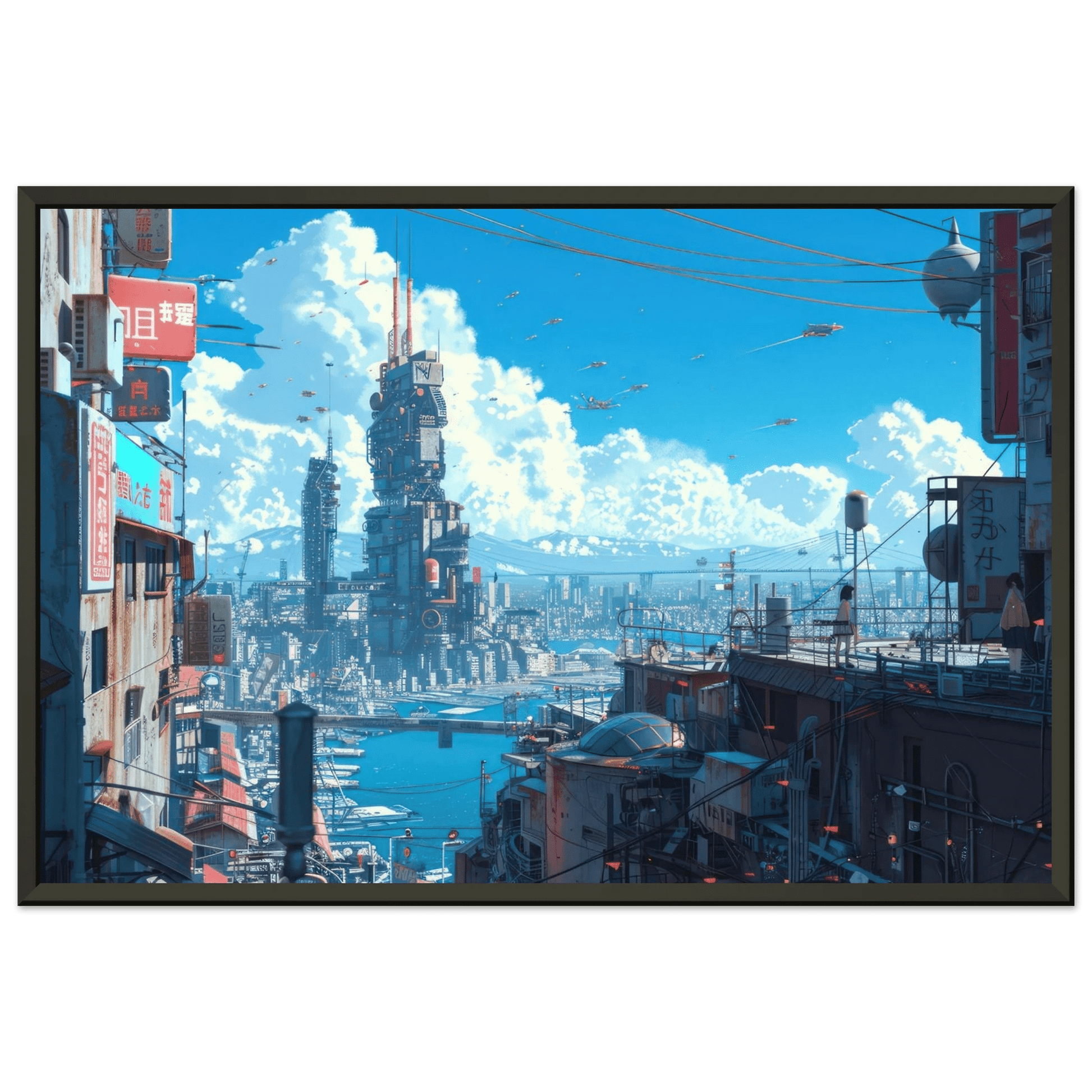 🐉🇯🇵✨ Affiche encadrée métal CLI-FI Anime Concept – Future Core - Aura Studio Déco